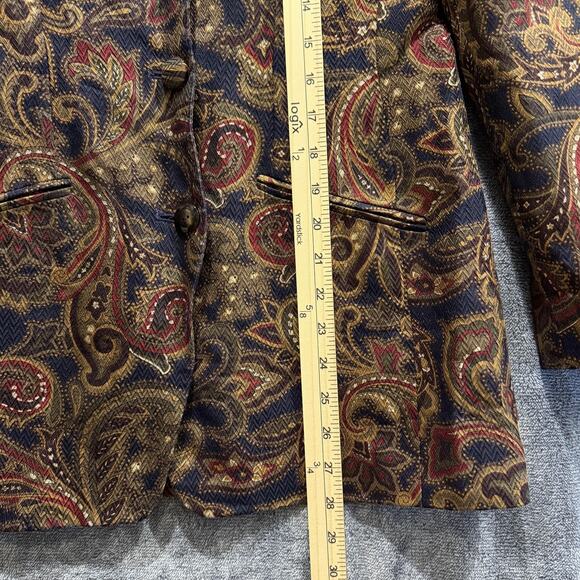 Vintage JH Collectibles Blazer Womens Large Paisley Collarless Made USA 90s - Picture 6 of 7